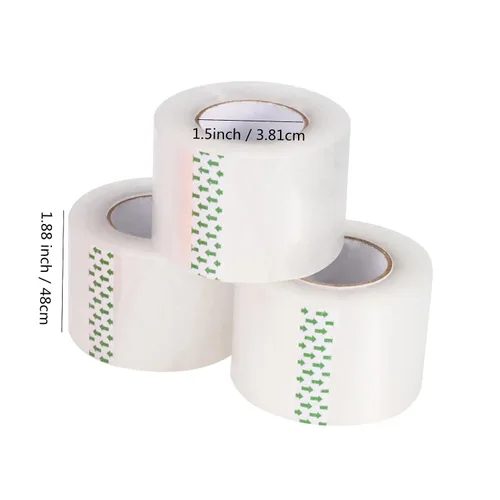 Vista 4 de 6 rollos de cinta de embalaje transparente, cinta de embalaje silenciosa, rollos de repuesto de cinta de envío de núcleo de 1.5 pulgadas, cinta