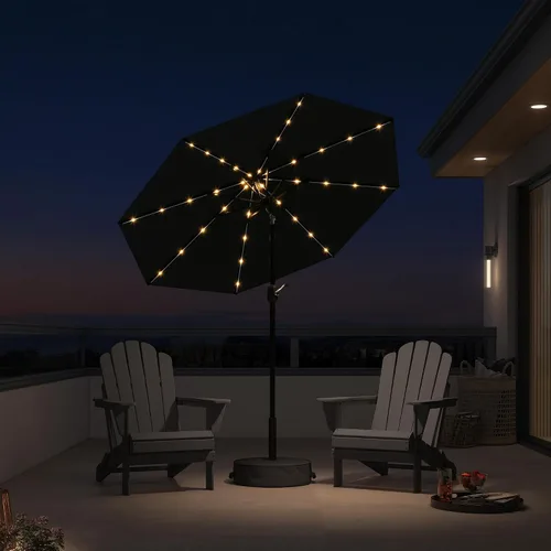 Vista 15 de PURPLE LEAF Sombrilla LED para patio y piscina, 5 x 8 pies, con base para Beige