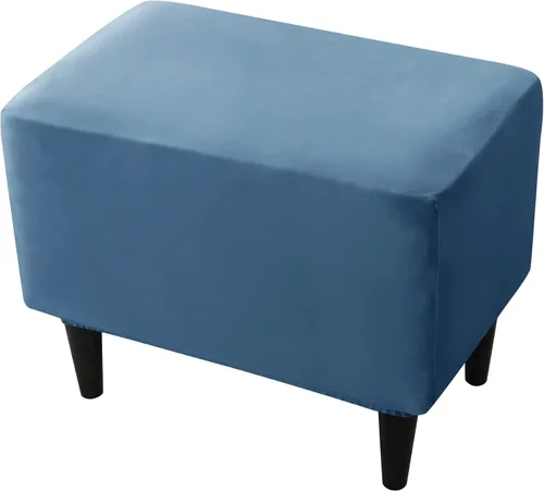 Vista 17 de CONRUSER Fundas elásticas para otomanas, fundas otomanas de terciopelo suave, fundas rectangulares pequeñas para taburete de almacenamiento, funda