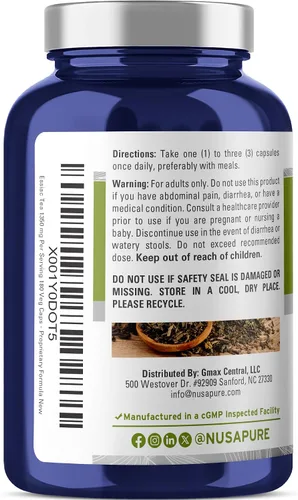 Vista 3 de NusaPure - Té Essiac, vegetariano, 1350 mg, 180 cápsulas vegetarianas - 60 porciones