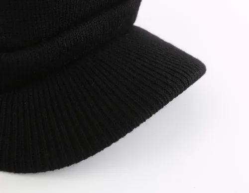 Vista 4 de Home Prefer - Gorro de invierno para hombre con visera, cálida y doble punto.