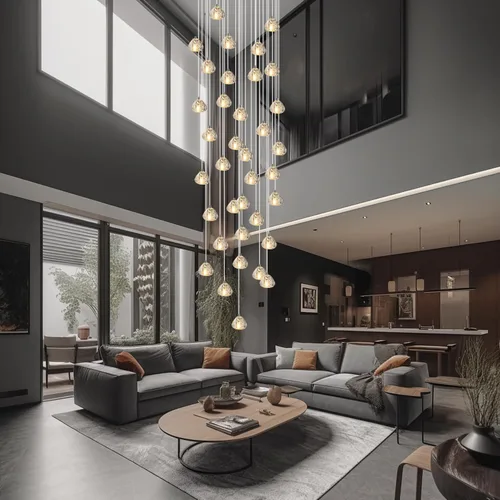Vista 10 de Candelabro de cristal LED moderno, lámpara colgante de gota de lluvia, lámpara de techo de bola de cristal, 14 luces para escalera, sala de estar