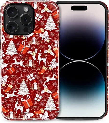 Vista 83 de Funda para iPhone 13 iPhone 14, a prueba de golpes, funda protectora híbrida de 2 capas, doble protección contra caídas, antiarañazos, diseño Rojo