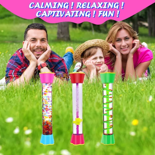 Vista 4 de Tubos sensoriales antiestrés – Juguetes calmantes para niños – Tubo sensorial con botella de purpurina, giratorio por gravedad, espiral de gota