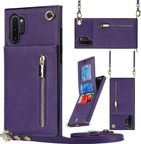 Vista 16 de Funda para teléfono Samsung Galaxy Note 9 con correa cruzada, tarjetero de cuero, ranuras de crédito, soporte magnético, accesorio para celular
