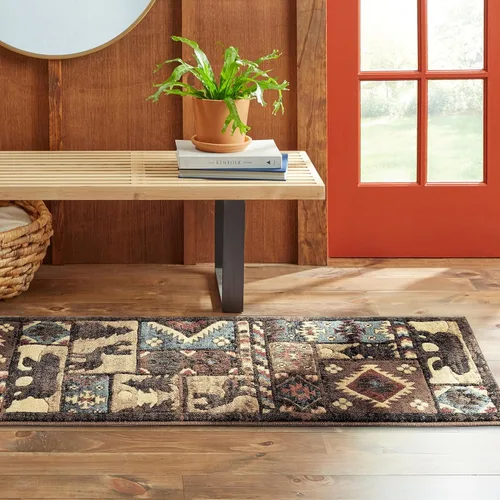 Vista 2 de Home Dynamix Buffalo Bear - Alfombra rectangular de 1 pies 10 pulgadas x 6 pies 10 pulgadas, marrón/rojo