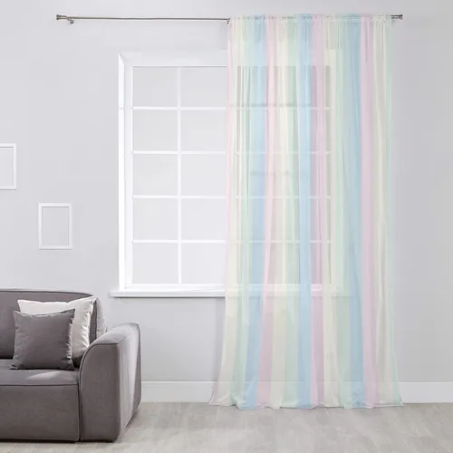 Vista 2 de Cortinas traslúcidas con rayas degradadas de 45 pulgadas de largo, semi cortinas para sala de estar, dormitorio, bolsillo para barra, cortinas