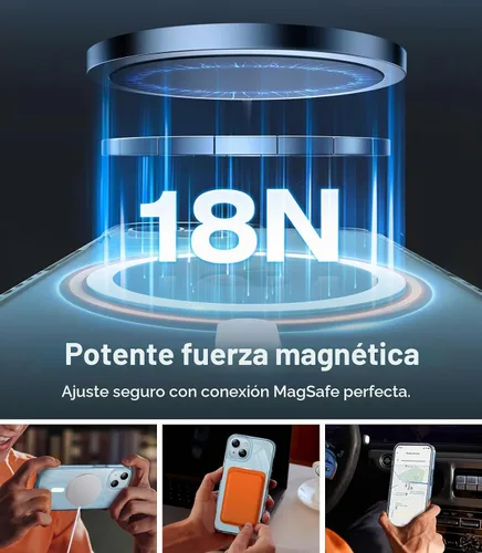 Vista 2 de TORRAS Funda magnética transparente a prueba de golpes para iPhone 15 Plus y iPhone 14 Plus, protección contra caídas de grado militar de 12 pies