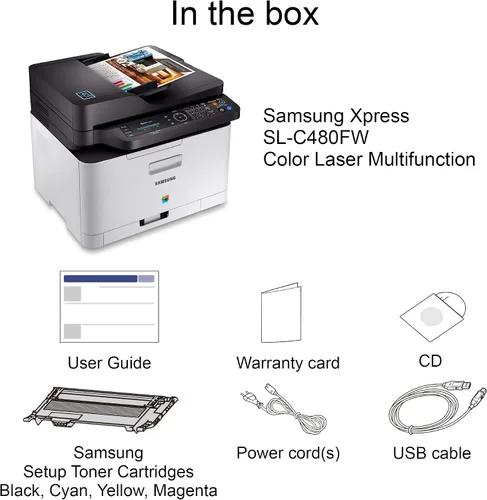 Vista 4 de Samsung Xpress SL-C480FW/XAA impresora láser a color inalámbrica multifunción