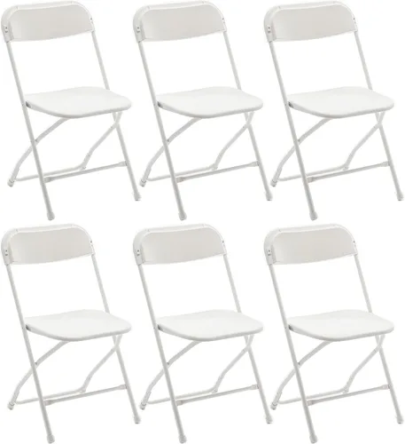 Vista 24 de BTEXPERT Silla Plegable de Plástico Blanco con Marco de Acero, Silla Comercial de Alta Capacidad para Eventos, Ligera, Set para Oficina, Boda