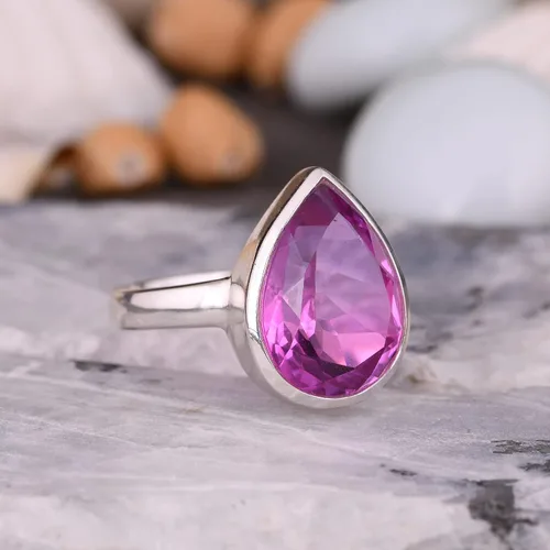 Vista 56 de PANOPLY Bio Pink Doublet Quartz Solid 925 Sterling Silver Ring for Women