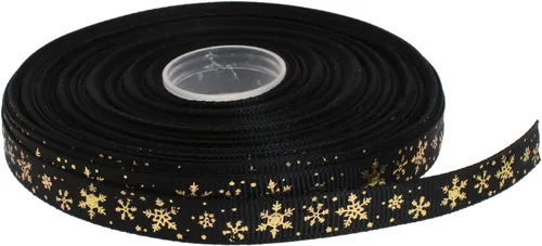 Vista 19 de Cinta de grogrén de copo de nieve con impresión dorada de 25 yardas cada rollo, borde tejido 100% poliéster (3/8 pulgadas, beige)