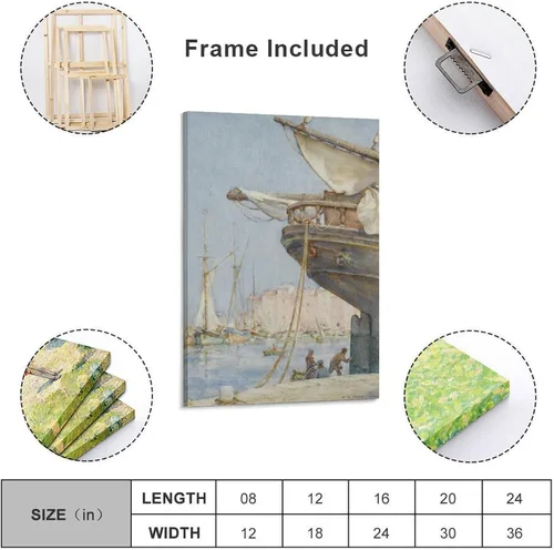 Vista 2 de Painting The Rudder-Henry Scott Tuke Wall Art Poster Scroll Canvas Painting Picture Living Room Decor Home Framed/Unframed 12x18inch(30x45cm)