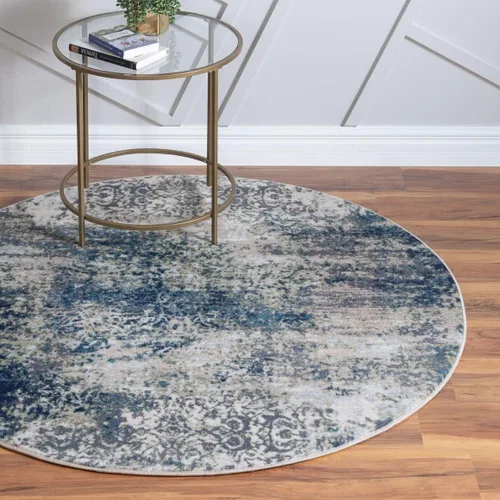 Vista 16 de Unique Loom Mystic Collection - Alfombra Sena (2 pies x 6 pies, color azul marino/beige)
