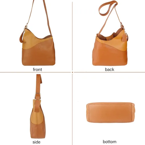 Vista 3 de Bolso de mano de cuero genuino para mujer, bolso de mano suave, bolso cruzado de moda