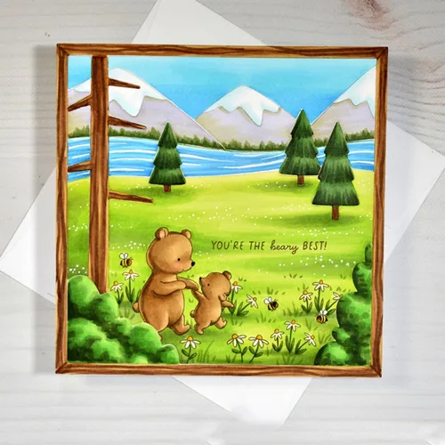 Vista 9 de Bear Hugs - Juego de sellos y troqueles para hacer tarjetas, sellos transparentes y troqueles de corte de metal para álbumes de recortes