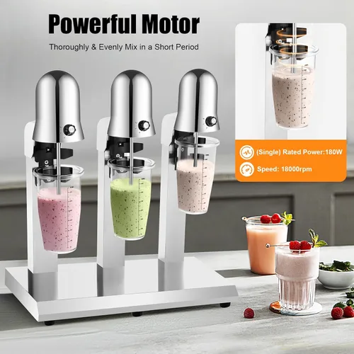 Vista 3 de Milkshake Maker - Máquina eléctrica de batido de 540 W, mezclador de bebidas, batidora, 18000 RPM, 27 onzas, uso doméstico comercial