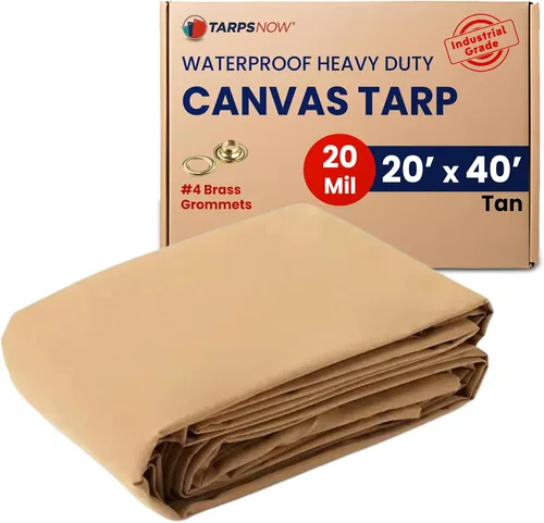 Vista 24 de Tarps Now - Lona de Canvas Impermeable de 5 x 7 pies 20 MIL Grado Comercial, Trabajo Pesado, Resistente al Desgarro, Ojales de Latón