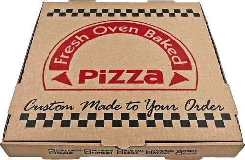 Vista 4 de Bits N Things Caja de pizza corrugada con flauta B 10 unidades (blanco con diseño, 7 x 7 x 2 pulgadas)