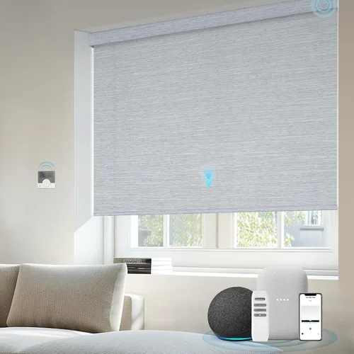 Vista 33 de Motorized Light Filtering Shades Compatible with Alexa Google Smart Blinds Automatic Window Shade Remote Control 70% Blackout Sunny Black