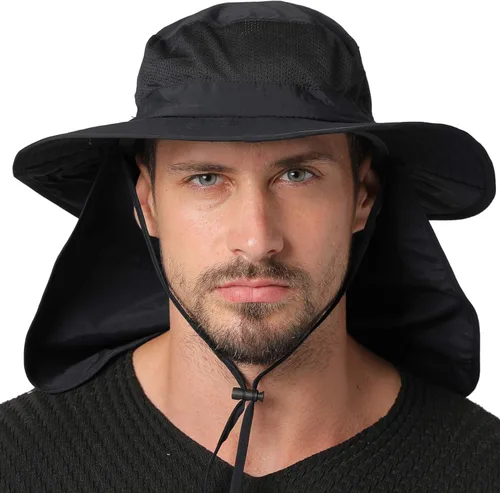 Vista 2 de JORMATT Sombrero unisex para el sol con solapa para el cuello, protección para el cuello, protección de safari de pesca, UPF 50+