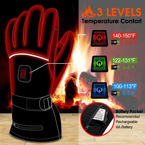 Vista 2 de Autocastle Guantes térmicos para mujeres y hombres, guantes de batería recargable de 7.4 V, guantes de calefacción eléctrica, lavables