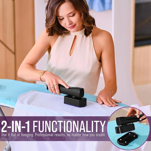 Vista 6 de Vaporizador de ropa de viaje y mini plancha de vapor, vaporizador de ropa de mano de 1200 W, 4 modos, calentamiento rápido de 20 segundos, removedor