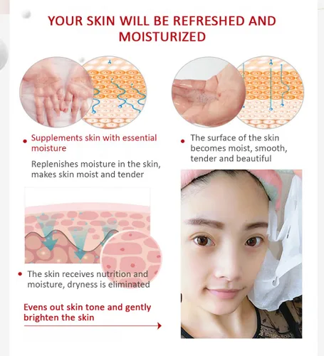 Vista 7 de BIOAQUA V7 Hidratación profunda que hace la piel facial de la juventud, siete vitaminas esencia, naranja, kiwi, manzana, fresa, máscara facial