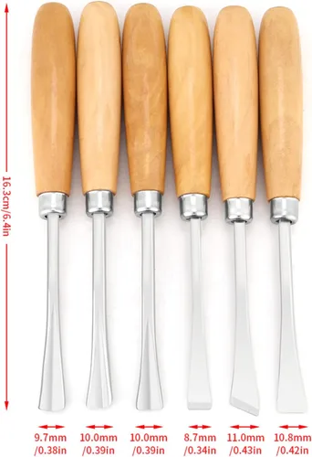Vista 2 de Juego de 6 herramientas de tallado de madera, cinceles de mano profesionales para tallar madera, herramientas de carpintería, herramientas