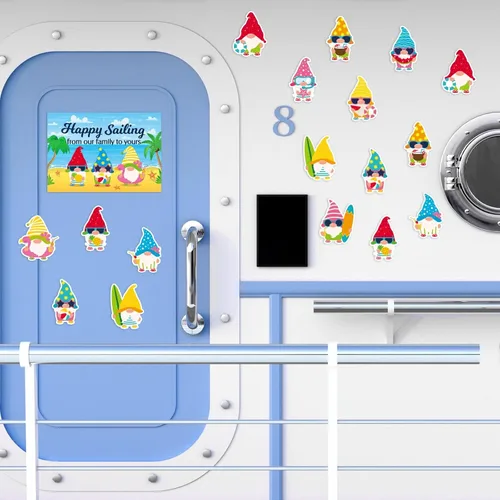 Vista 4 de 12 piezas de decoraciones grandes para puertas de crucero, imanes magnéticos de playa de verano, crucero, refrigerador, buzón de automóvil