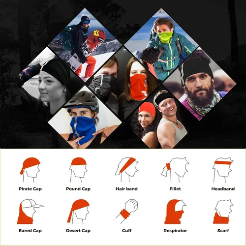 Vista 5 de Neck Gaiter Seamless bandana Balaclava Headbands Face Cover