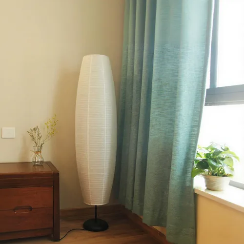 Vista 5 de Lámpara de pie de papel de arroz con interruptores de pie, linterna de piso de papel blanco, iluminación ambiental Art Deco, lámpara de pie alta
