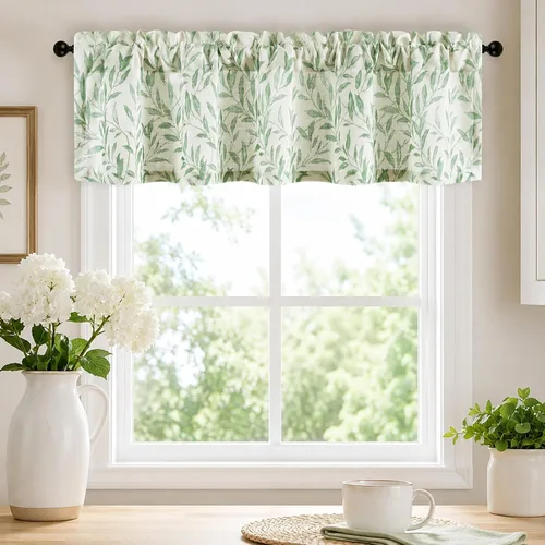 Vista 33 de VOGOL Cortinas de cenefa de jacquard dorado con diseño de flores de lujo para dormitorio, sala de estar, comedor, 52 x 14 pulgadas, 1 panel, negro