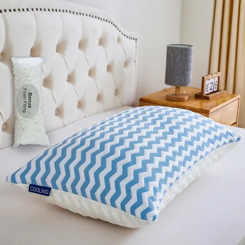 Vista 8 de Almohadas de tamaño estándar – Almohada firme ajustable para dormir de espalda, boca abajo y de lado – Almohada de enfriamiento de espuma