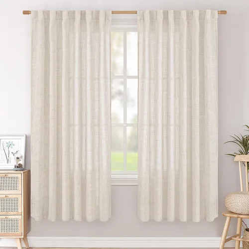 Vista 54 de BGment Cortinas cortas de lino marrón de 36 pulgadas de largo para ventanas, pequeñas cortinas de gasa semitransparentes para cocina, cafetería