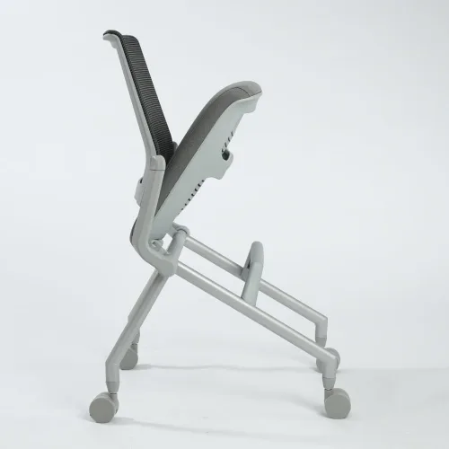 Vista 3 de NBF Signature Series Nestor Sillas de oficina sin brazos, sillas modernas de malla con marco plateado, tela negra, capacidad de 275 libras