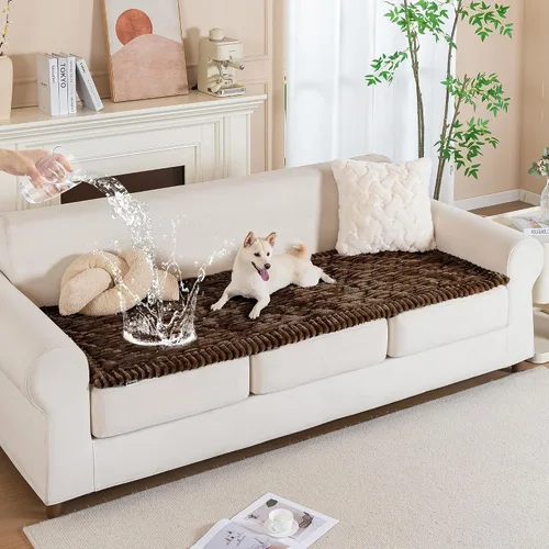 Vista 10 de PuTian Funda de sofá 100% impermeable y mullida para perros, lavable, antideslizante, protector de sofá, apto para mascotas, para sofás y sofás