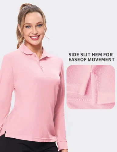 Vista 3 de Hiverlay Polo Shirts for Women Golf Shirts UPF 50 Long Sleeve Shirt Collared