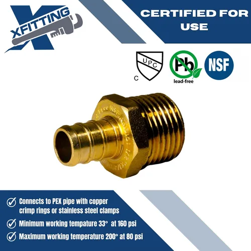 Vista 5 de XFITTING - Adaptador macho XFITTING de 1/2" Pex X 1/2", rosca NPT macho, versión crimpada Pex B