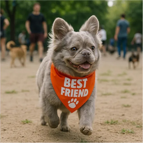 Vista 4 de Parisian Pet Bandanas naranjas para perros – Bandana ajustable para cachorros – Accesorios para perros para niños y niñas – Pañuelo para perros Best