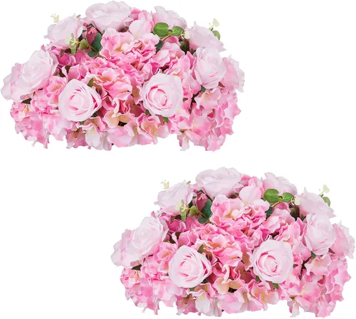 Vista 18 de NUPTIO Ramo de Arreglo de Bolas de Flores - 10 Piezas de 14.2 pulgadas de Diámetro Bolas de Flores Falsas Rosas Rosadas para Centros de Mesa