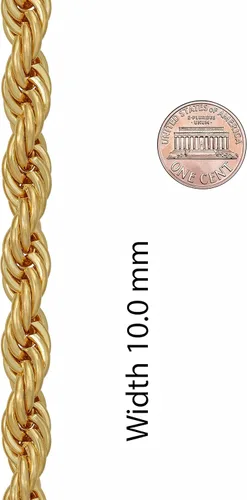 Vista 4 de LIFETIME JEWELRY Collar de cadena de cuerda de 0.394in, chapado en oro real de 24 quilates, para mujeres y hombres, Chapado en oro, No es una piedra
