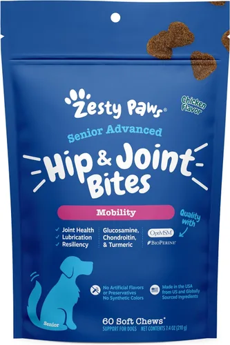 Vista 21 de Zesty Paws Cadera y articulación para perros, glucosamina para perros Suplemento de cadera y articulaciones con condroitina, MSM, vitaminas C y E