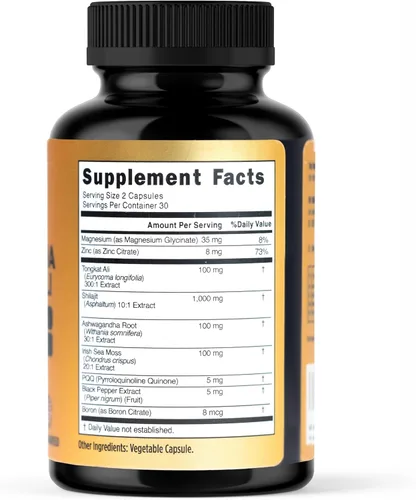 Vista 3 de Shilajit 1000 mg, musgo marino irlandés 100 mg, Ashwagandha 100 mg, Tongkat Ali, boro, magnesio, PQQ y más 60 cápsulas – Suministro de 30 días