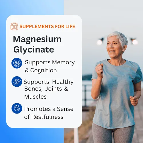 Vista 3 de Glicinato de magnesio 400 mg – 180 cápsulas Apoyo para dormir, músculos y corazón Vegano, suplementos de magnesio para hombres y mujeres, sin