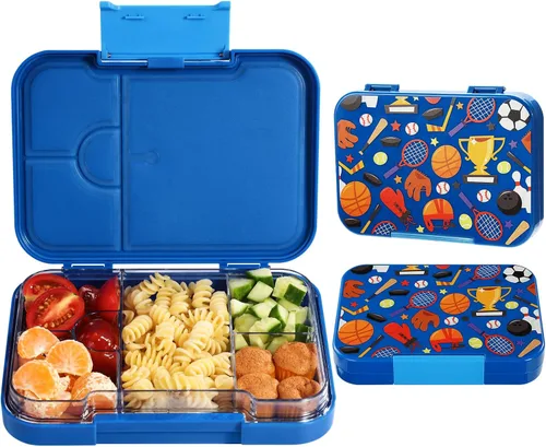 Vista 7 de AOHEA Lonchera Bento para niños, para la escuela, a prueba de fugas, caja Bento pequeña con 4 compartimentos para guardería, tamaño de porciones