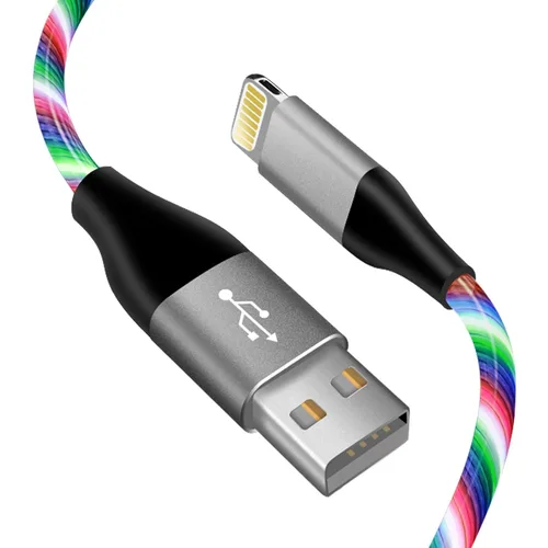 Vista 8 de Cable cargador de iPhone con luz LED, cables Lightning LED paquete de 1 Certificado MFi de Apple Cable de carga rápida USB para Apple iPhone 13