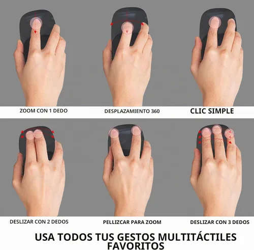 Vista 3 de Cojín de silicona para mouse mágico de Apple, alfombrilla ergonómica, agarre de superficie multitáctil, sin pegamento para reposamanos (negro)