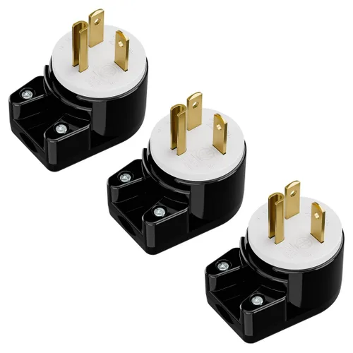 Vista 9 de Enchufe de CA macho de 3 clavijas de EE. UU., ángulo recto, ETL Nema 5-20P, 3 polos rewirable, 20A 125V USA 3Pin Conector de CA, enchufe giratorio