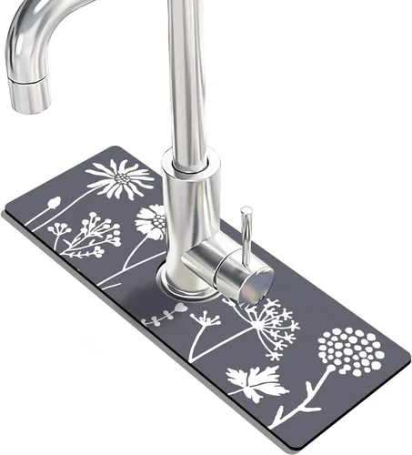 Vista 14 de Tapete protector contra salpicaduras para fregadero de cocina, 1 alfombrilla súper absorbente de secado rápido, dispositivo para fregadero
